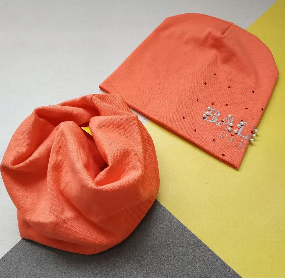 Трикотажный комплект шапка и хомут 52-54см Киев - изображение 1