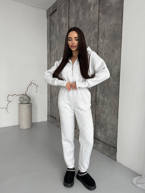 Жіночий теплий повсякденний комбінезон із капюшоном тринитка на флісі Меланж, 42/46 Одеса - фото 5