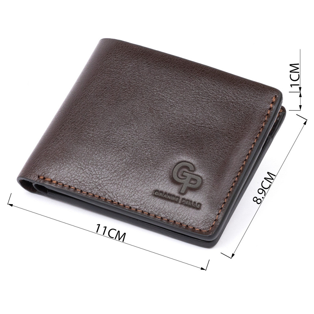 Строгое портмоне в гладкой коже на магнитах Коричневое (GRANDE PELLE) Киев - изображение 7