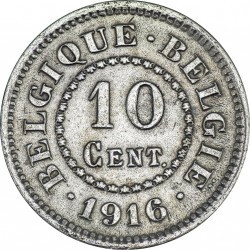 Монета 10 сантимів. 1916 рік, Бельгія. Полтава - фото 1