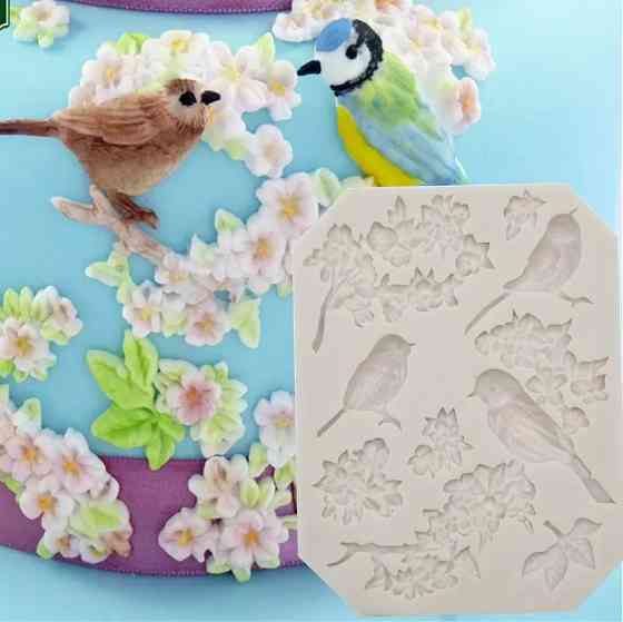 Молд силиконовый Птицы 117 на 90 мм серый Киев