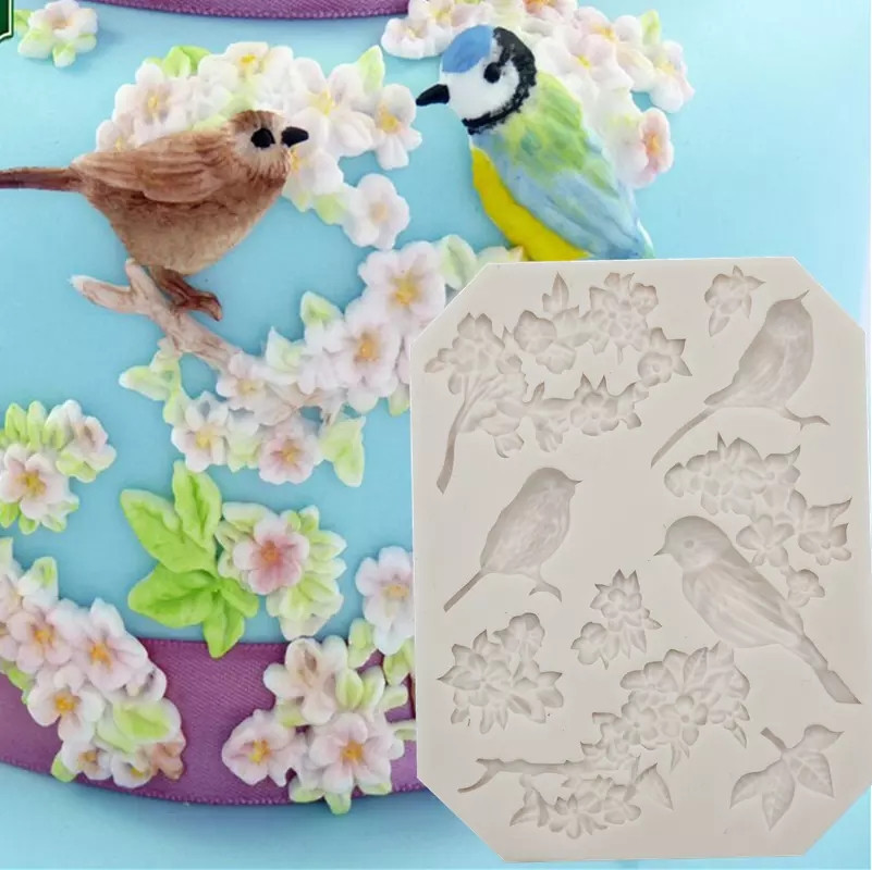 Молд силиконовый Птицы 117 на 90 мм серый Киев - изображение 3