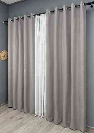 Комплект штор на люверсах VR-Textil Блэкаут двусторонний ASHEN NIGHT № 1848ш Кофейно-серый 150х270 см 2 шт (37-0289) Киев