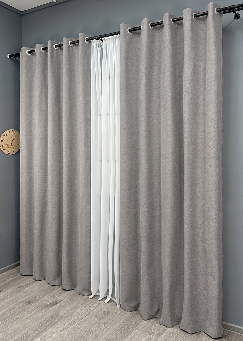 Комплект штор на люверсах VR-Textil Блэкаут двусторонний ASHEN NIGHT № 1848ш Кофейно-серый 150х270 см 2 шт (37-0289) Киев - изображение 4