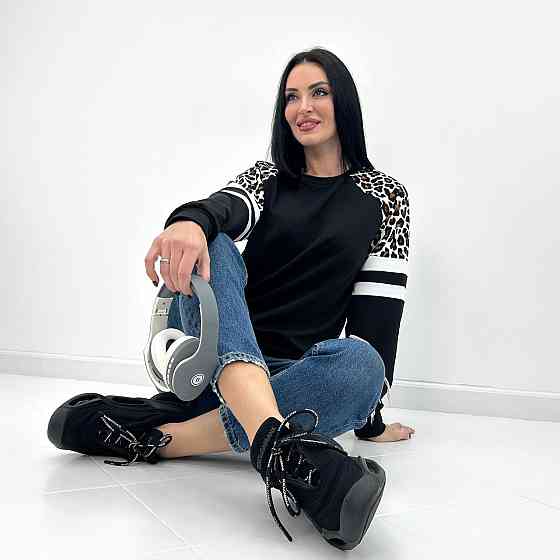 Жіночий світшот зі вставками "Artes" оптом | Норма Чорний, 42-44 Київ