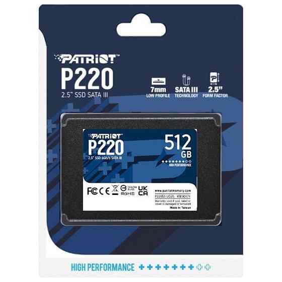 SSD диск накопичувач Patriot P220 512GB 2.5" 7mm SATAIII P220S512G25 Одеса