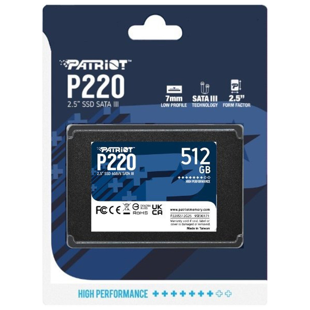 SSD диск накопичувач Patriot P220 512GB 2.5" 7mm SATAIII P220S512G25 Одеса - фото 2
