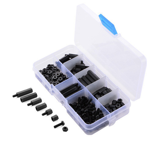 Стойка монтажная нейлоновая М3, 160 шт, межплатные 6-гранные стойки с винтами, набор Киев - изображение 1