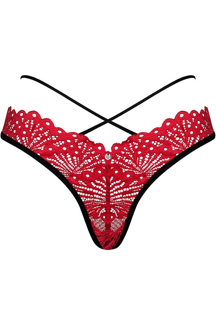 Женские трусики стринги размер Obsessive Mettia thong S-M красные Славута - изображение 4