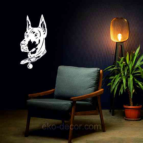 Декоративное настенное Панно «Доберман», Декор на стену 50*24 см, Белый Киев