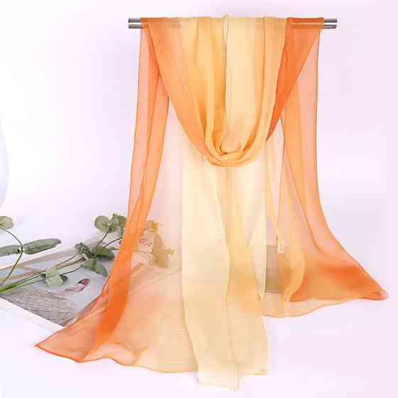 Шарф жіночий шифоновий на шию 150 на 50 см помаранчевий Київ