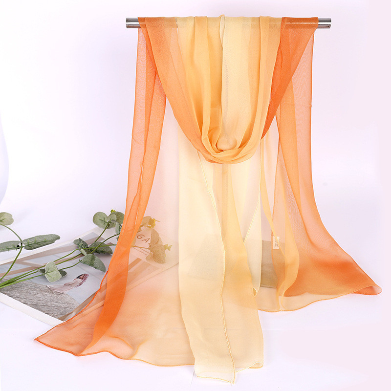 Шарф жіночий шифоновий на шию 150 на 50 см помаранчевий Київ - фото 2