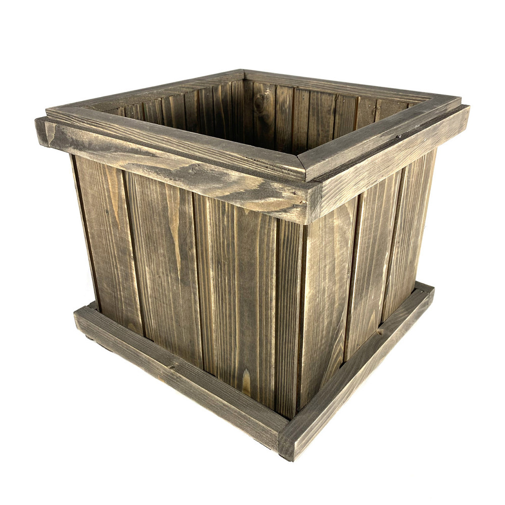Ящик вазон садовий декоративний для квітів або для зберігання речей з натурального дерева 33х33х28,5 см Кам'янець-Подільський - фото 3