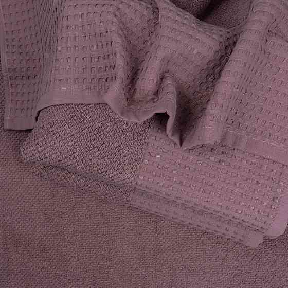 Комплект махрових рушників Вафельний Бордюр 3шт GM Textile 50х90см, 50х90см, 70х140см 450г/м2 (Виноград) Суми