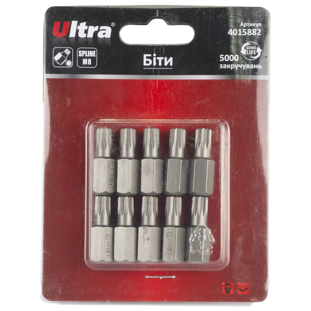 Ultra Биты Spline M8×30мм 10мм 10шт S2 (блистер) ULTRA (4015882) Київ - фото 1