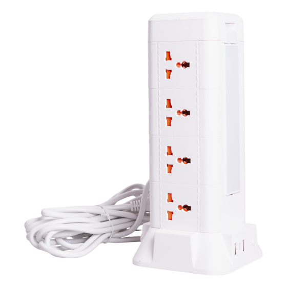 Мережевий фільтр подовжувач 4.8 м з лампою на 12 універсальних розеток з 2 USB 1 Type-C бездротова зарядка HP-5-11MF Київ