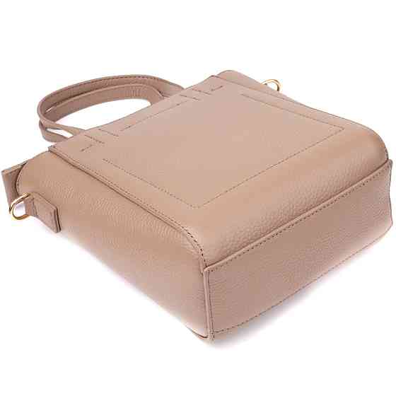 Сумка жіноча з натуральної шкіри у формі трапеції Vintage 22918 Бежевий Київ