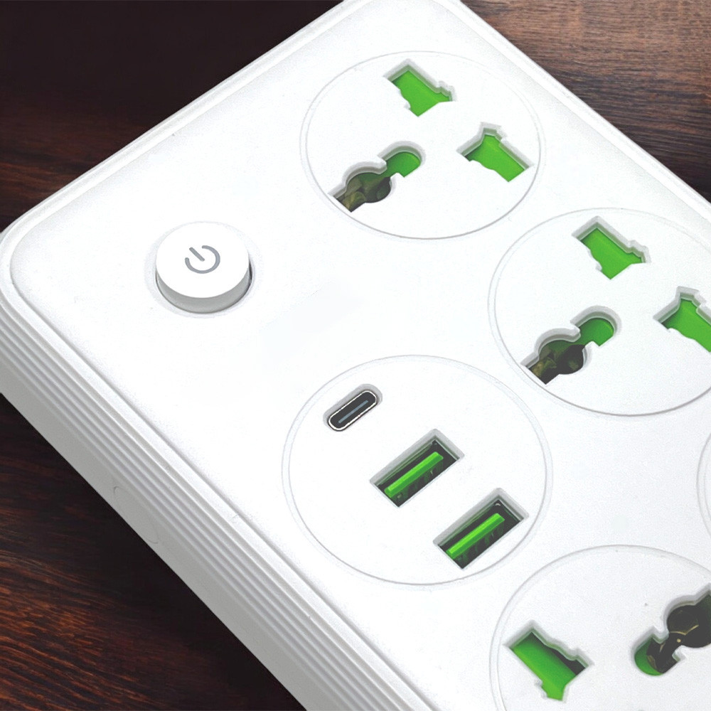 Мережевий фільтр 2м,2500Вт (4х220В+2хUSB+1хType-C),T60 SBR Київ - фото 4