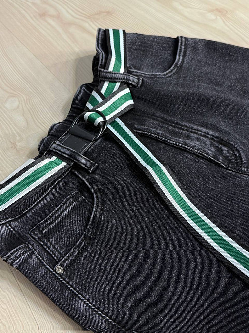 Джинсы женские Derun 8209-8210 утепленные палаццо на флисе с ремнем черные, черный, З8, 38, 106 см, 128 см Киев - изображение 14