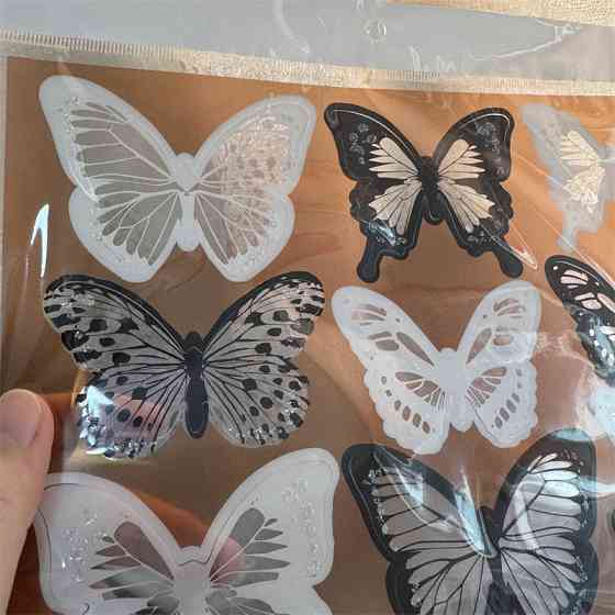 Декор метелики на скотчі на стіну 18 штук чорно-білий Київ