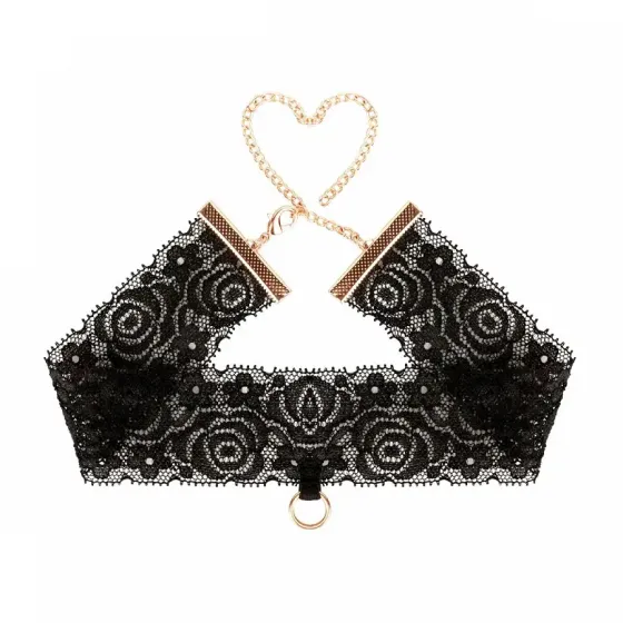 Мереживні наручники та комір Rosy Gold - Lace Cuffs and Collar - Black Львів