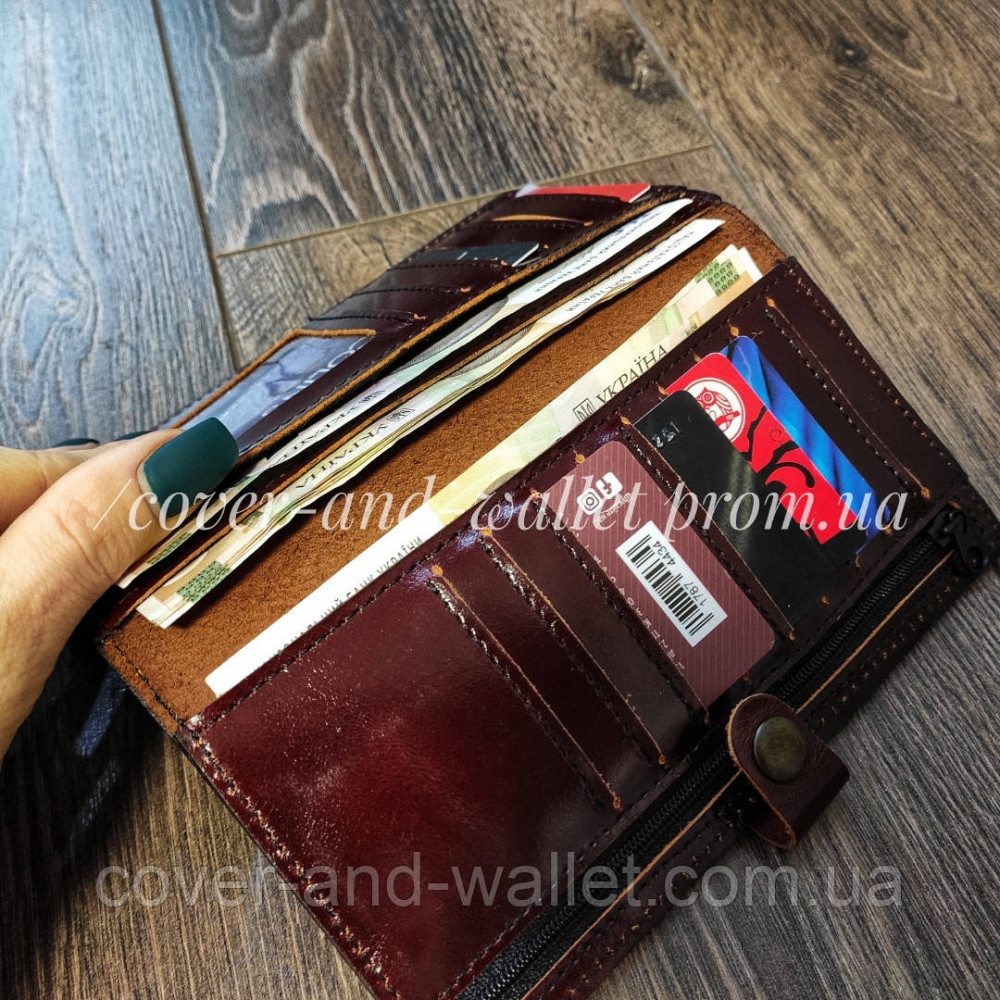 Тонкий мужской кожаный кошелек купюрник ручной роботы Puos Киев - изображение 5