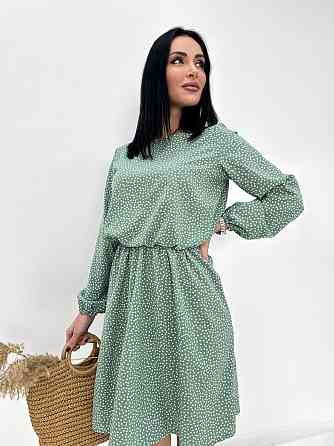 Женское платье в горошек с длинными рукавом Virginia 50-52, Фисташковый Киев