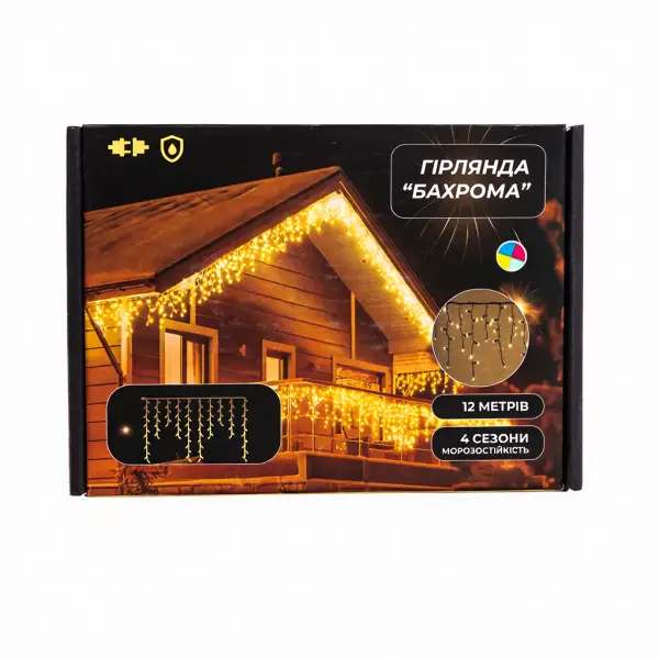 Вулична гірлянда Бахрома 12 м 200 LED білий провід Мультиколор 12MWML Коломия - фото 6