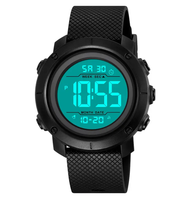 Чоловічий наручний годинник Skmei 2497 з каучуковим ремінцем (Чорний з білим) Київ - фото 3