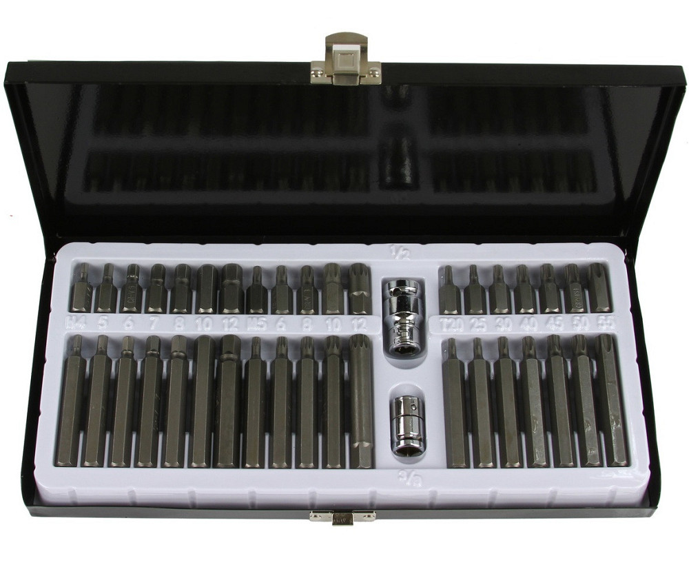 Набор бит для ключей с 2 переходниками 1/2 и 3/8 40 элементов Mar-Pol (M66410) Нововолынск - изображение 3