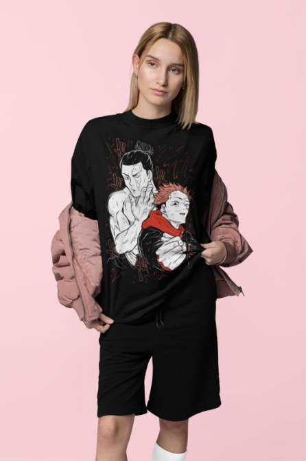 Футболка для хлопчика з аніме принтом Магічна битва оверсайз (зріст від 165 до 180) Чорний AnimeJ0767m Дніпро - фото 2