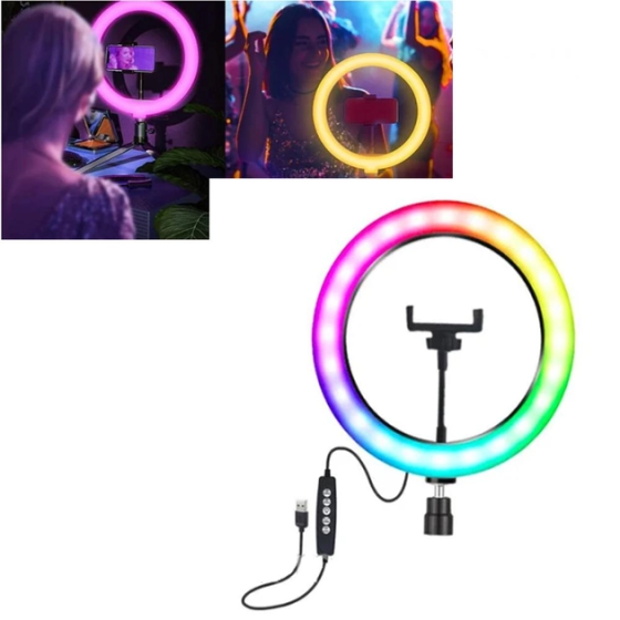 Светодиодная кольцевая лампа MJJ-30 LED RGB USB + держатель Винница