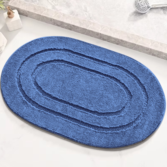 Килимок для ванної кімнати та душу килимок для ніг у душову, мікрофібра, атиковзкий овальний 50х80 см, синій Кам'янець-Подільський
