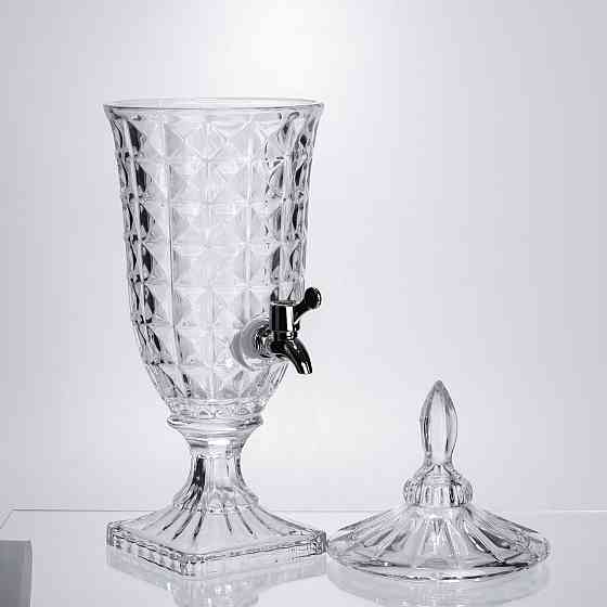 Yiwu Лимонадниця з краном на підставці скляна 2 л лимонадник 46 см прозорий HP-19-12F Коломия