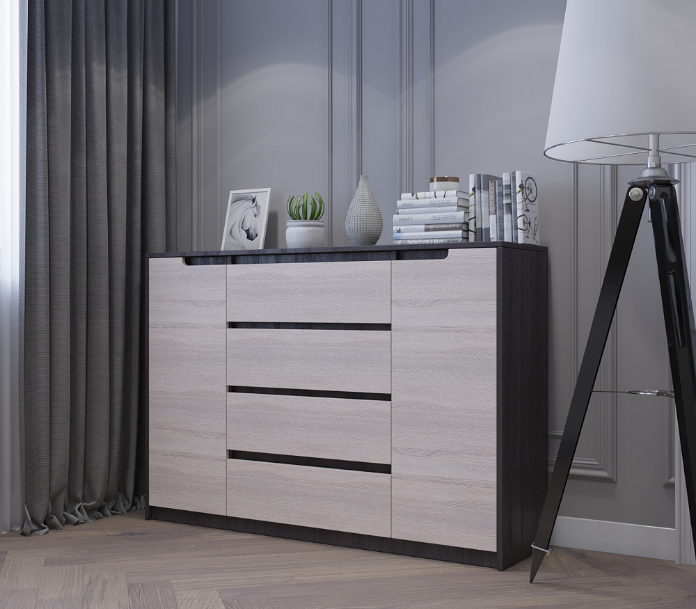 Великий комод для дому Еверест Мікс-3 (телескопи) 140х38х97 венге + дуб молочний (DTM-2007) Львів - фото 3