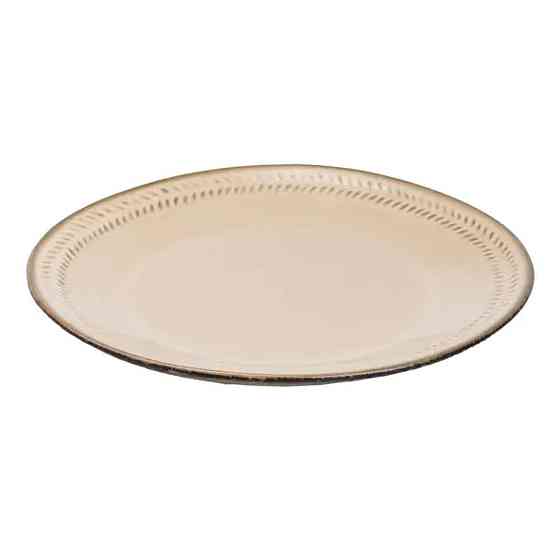 Тарелка сервировочная круглая фарфоровая 22.5 см бежевая HP23378 Киев