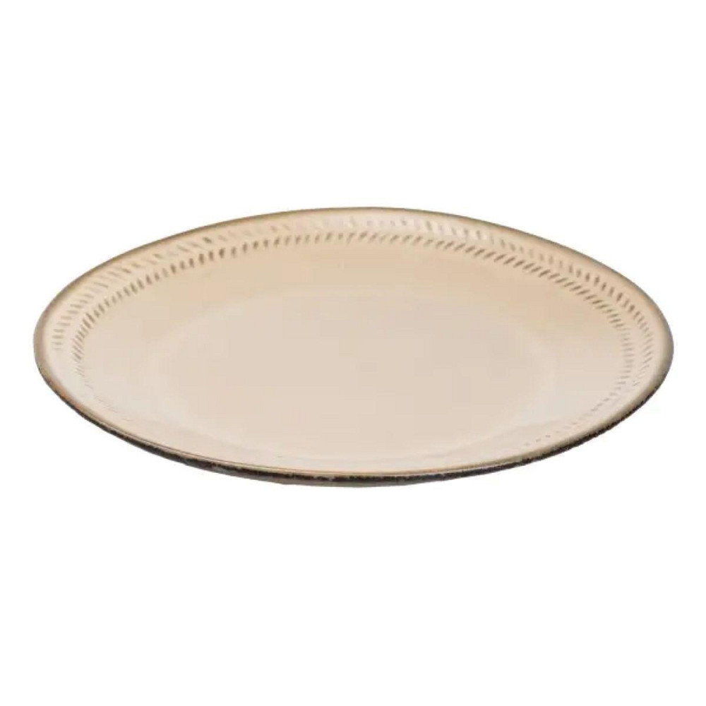 Тарелка сервировочная круглая фарфоровая 22.5 см бежевая HP23378 Киев - изображение 2