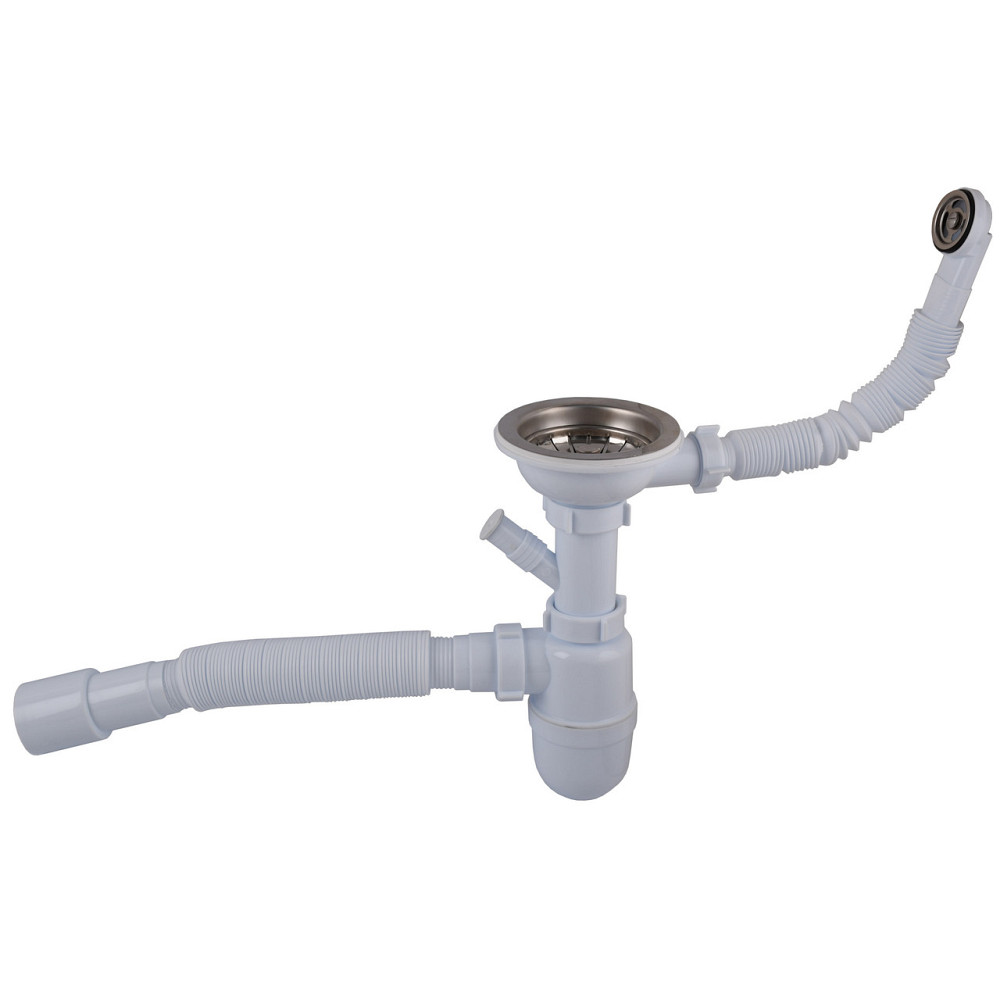 Сифон OPTIMUM 31/2| *40 для миття з отв. для прання.маш, з круглим переливом 40х40/50 OPTI 27243 Київ - фото 1