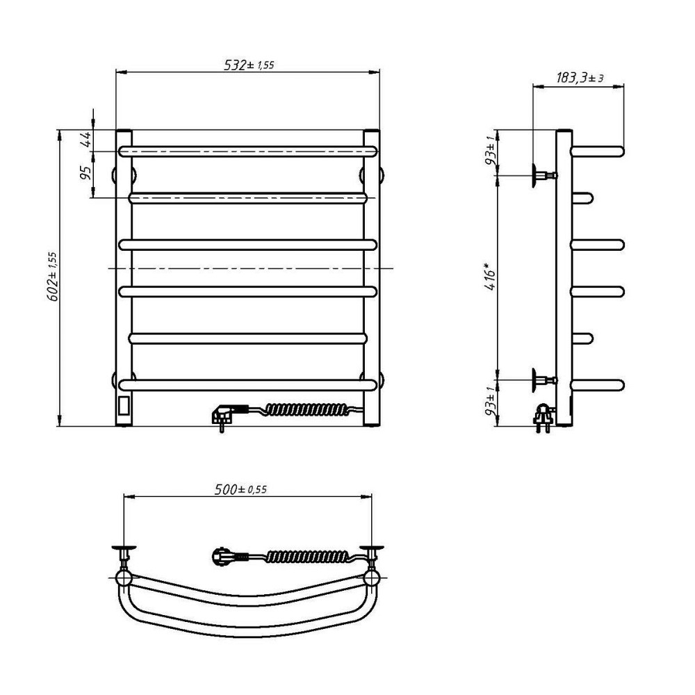 Рушникосушарка електрична NAVIN Омега 530х600 права сенсор з таймером Київ - фото 6