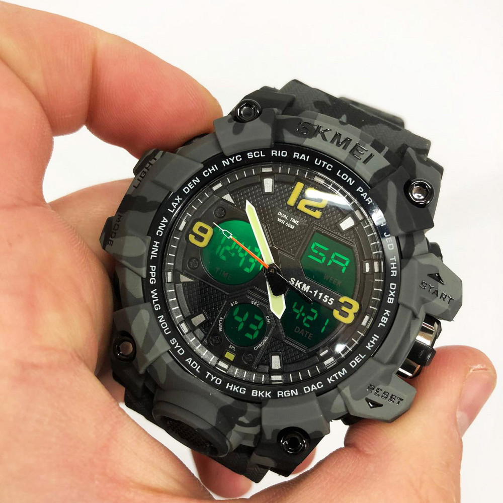 Водонепроницаемые мужские часы SKMEI 1155BCMGY, Часы для мужчины кварцевые армейские WZ-76 Львов - изображение 6