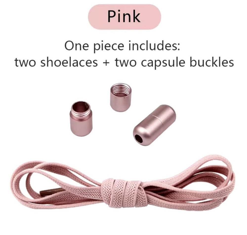 Шнурки еластичні без зав'язок з застібками в один колір Рожевий Сміла - фото 1