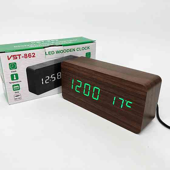 Оригинальные настольные часы VST-862-4, Черные настольные зеркальные часы, Часы DN-348 электронные настольные Киев