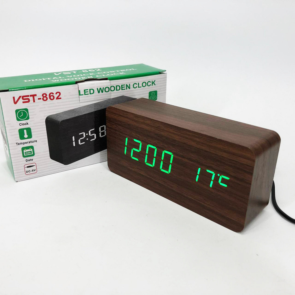 Оригинальные настольные часы VST-862-4, Черные настольные зеркальные часы, Часы DN-348 электронные настольные Киев - изображение 2