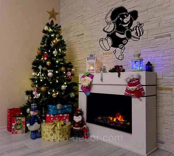 Декоративное настенное Панно «Снеговик», Декор на стену 70*56 см, Черный Киев