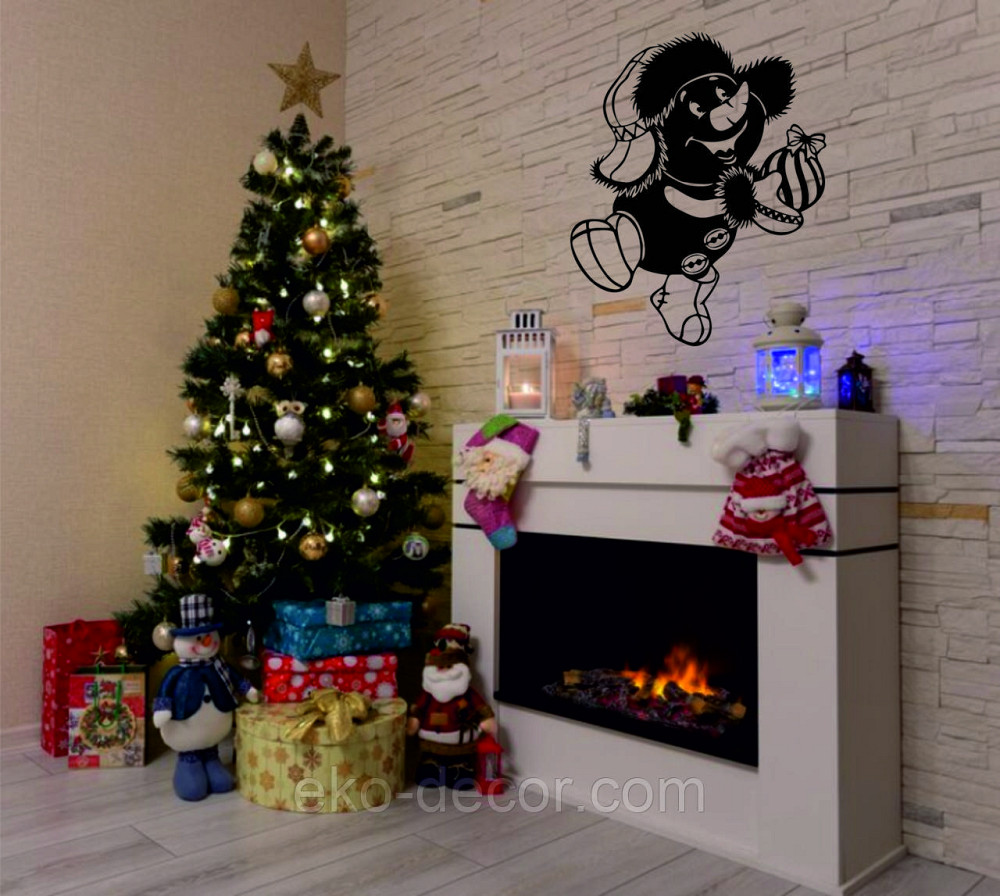 Декоративное настенное Панно «Снеговик», Декор на стену 70*56 см, Черный Киев - изображение 4