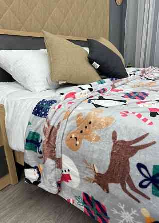Плед-покривало Decorator WellSoft 200х220 см з різдвяним принтом Сірий (87-286) Київ
