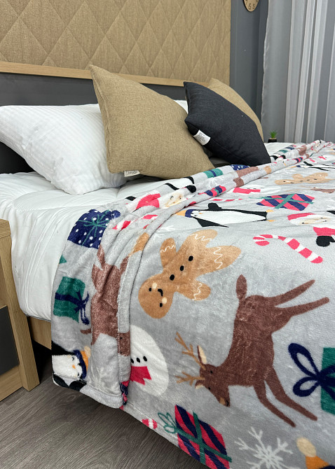 Плед-покривало Decorator WellSoft 200х220 см з різдвяним принтом Сірий (87-286) Київ - фото 6