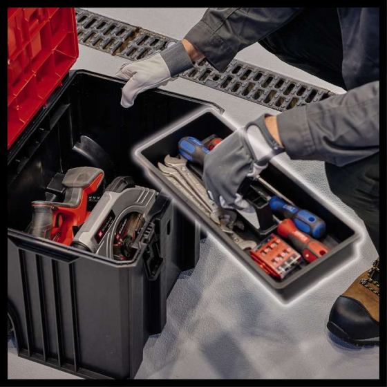 Якісний пластиковий кейс Einhell E-Case L з колесами : навантаження до 120 кг (4540014) Київ