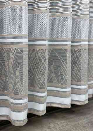 Короткий тюль жакард, висотою 2м, колір білий з капучино 1944т Київ