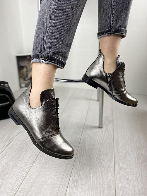 Жіночі черевики срібні з натуральної шкіри демісезонні весна-осінь р. 36, 39 (БТ/02 1234) / Чер Коломия - фото 4